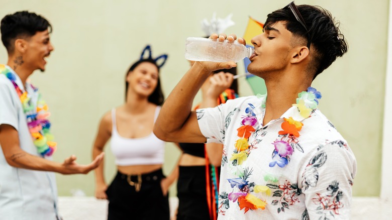 person drinking water