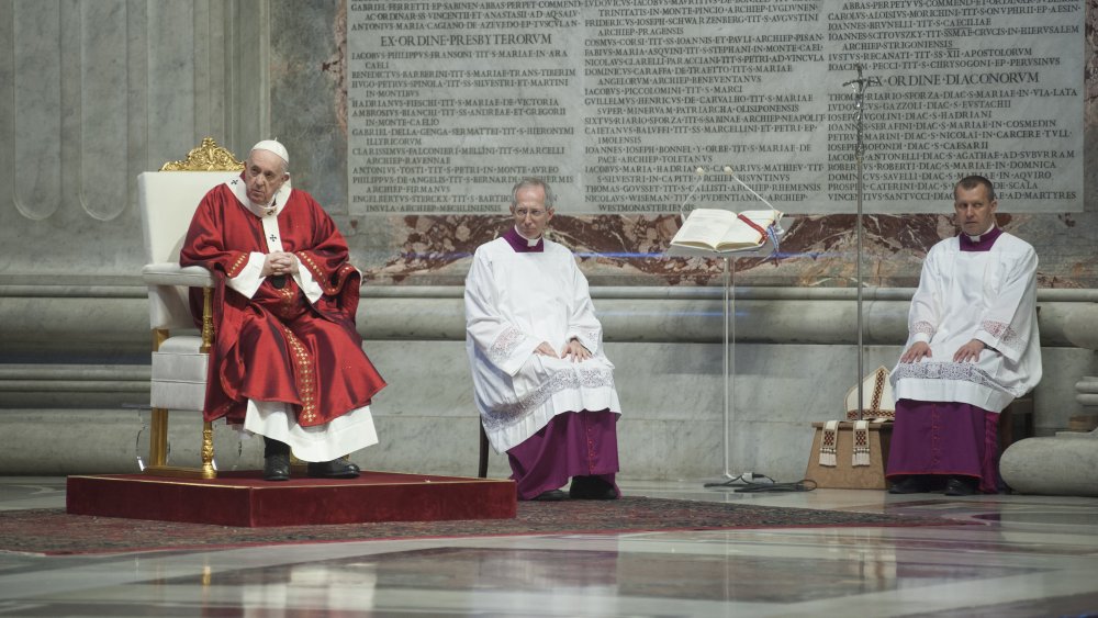 Pope Francis leading mass