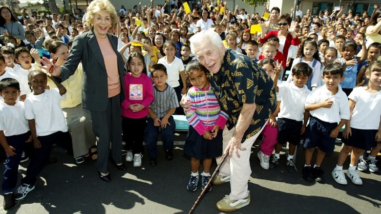 Kirk and Anne Douglas at Florence Elementary, Los Angeles