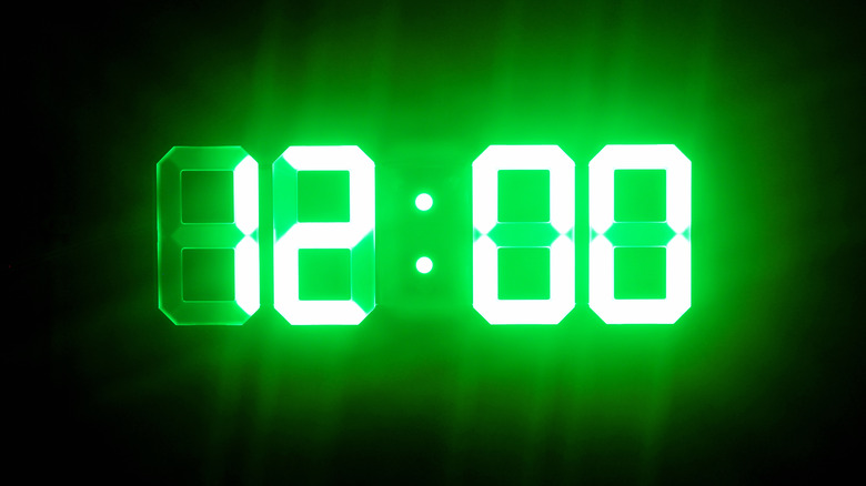 12:00 on digital clock