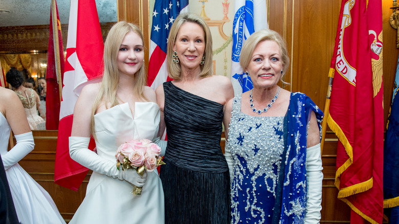 Debutante Camila Mendoza Echavarria with grandmother Anne Eisenhower and Irene Kauffman