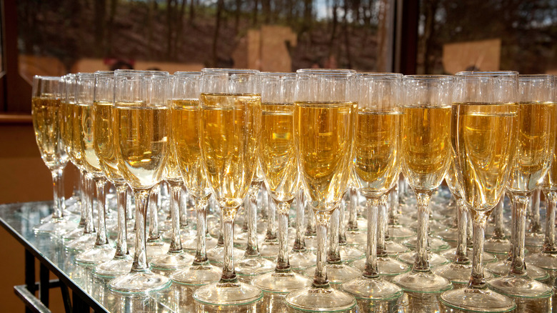 champagne reception at a greek wedding