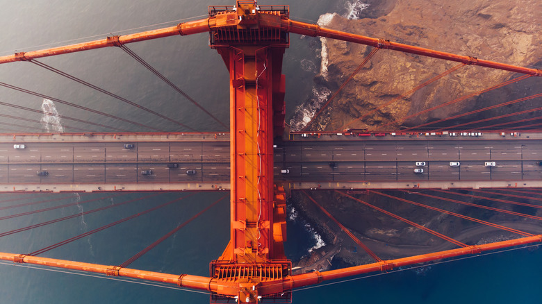 The Golden Gate Bridge viewed from above