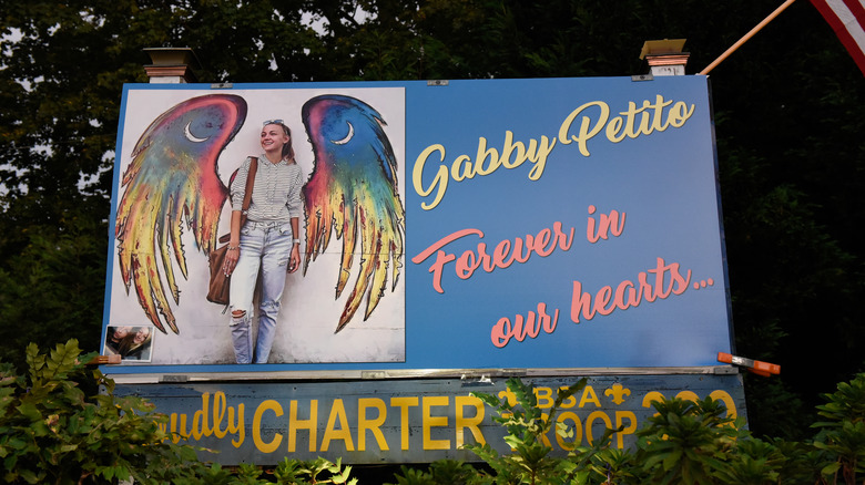 A sign honors Gabby Petito