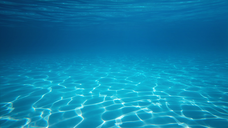 underwater in an empty swimming pool