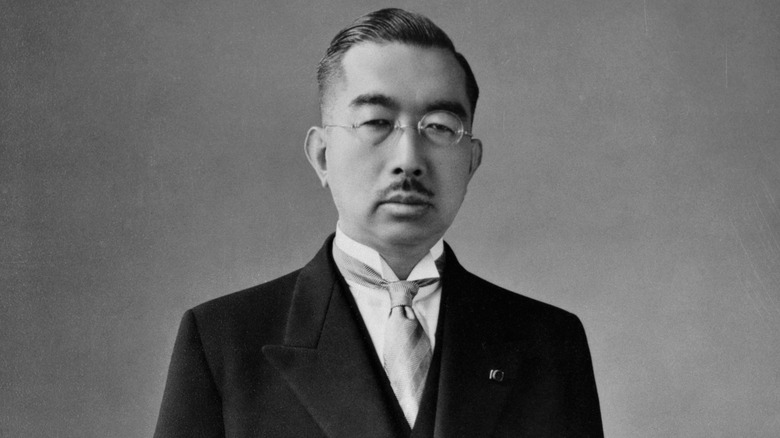 Emperor Hirohito posing for photo