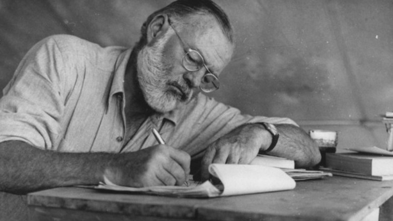 Ernest Hemingway writing