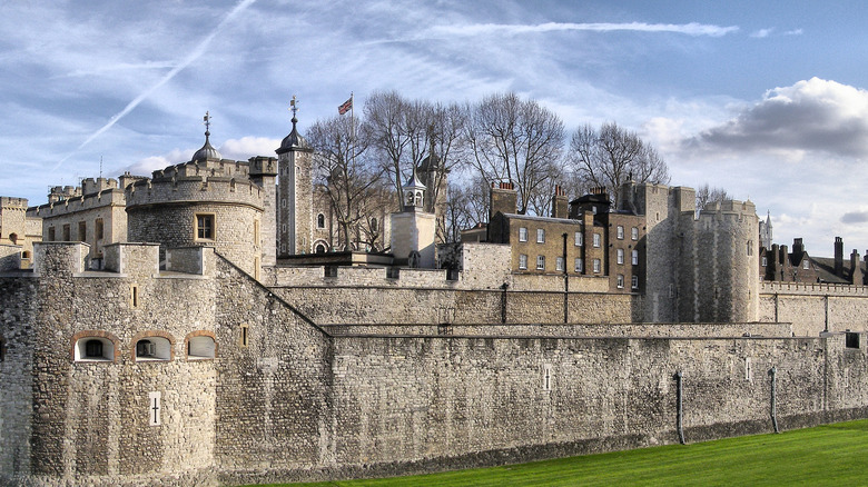 Tower of London wall blue skies