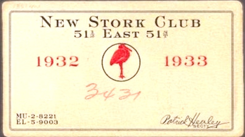 Stork Club membership card