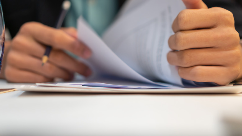 Person working on paperwork