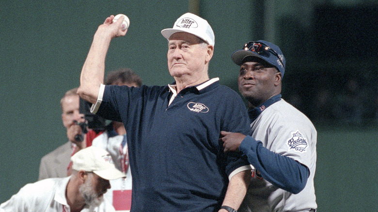 Ted Williams throwing out first pitch