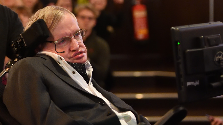 Hawking at a university class
