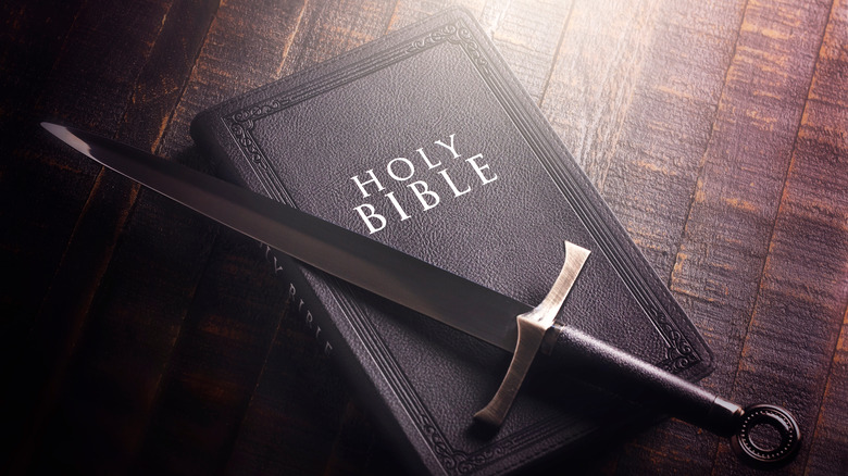 sword on top of Bible
