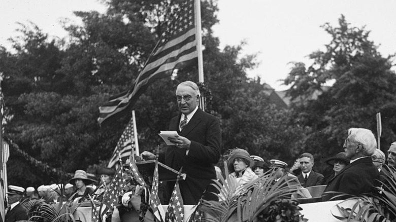 Warren Harding giving speech