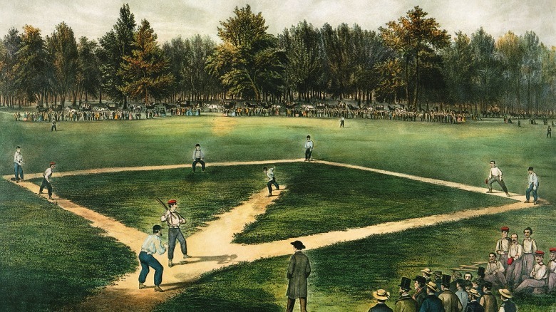 Painting of baseball game