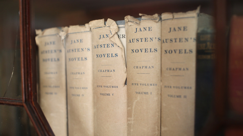 Jane Austen novels on shelf