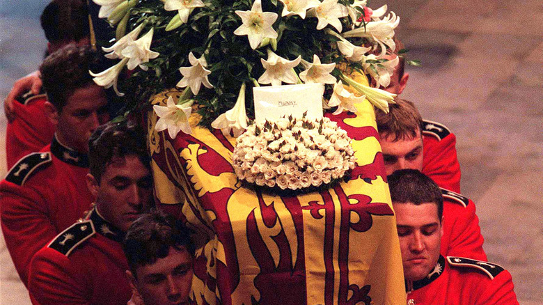 Princess Diana's coffin being carried