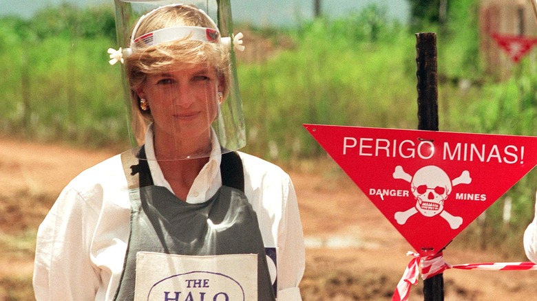 Princess Diana working for a landmine charity