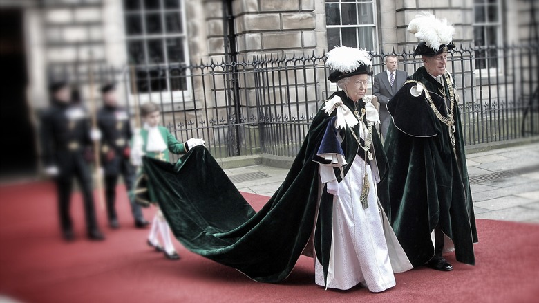 Queen Elizabeth and Prince Philip in royal robes