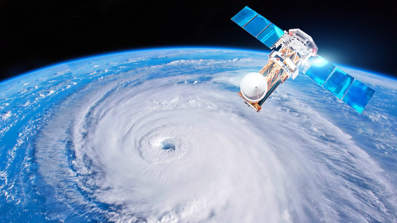 Hurricane as seen from space with a satellite 