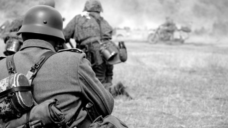 German soldiers moving in formation