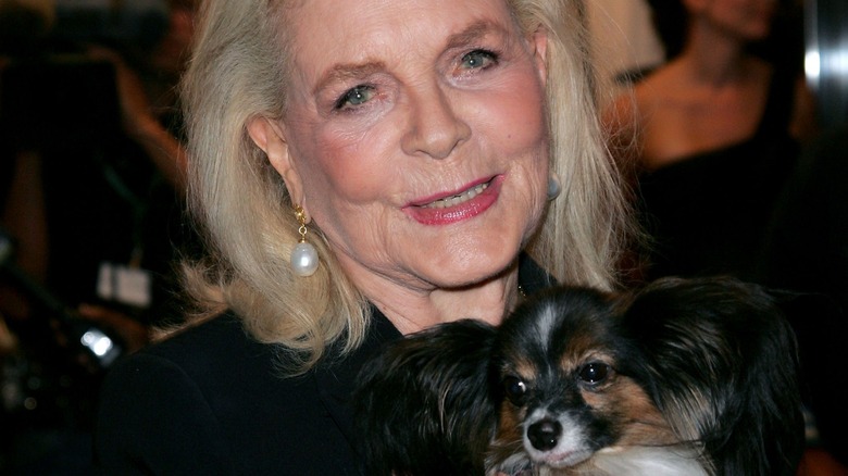 Lauren Bacall and her dog