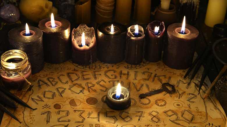 Candles and ouija board