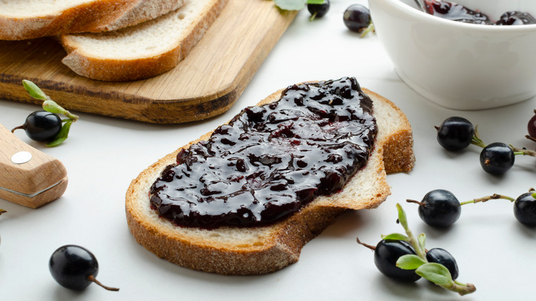 blackcurrant jam on toast