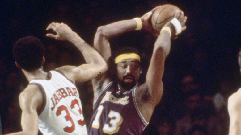 Wilt Chamberlain defended by Kareem Abdul-Jabbar