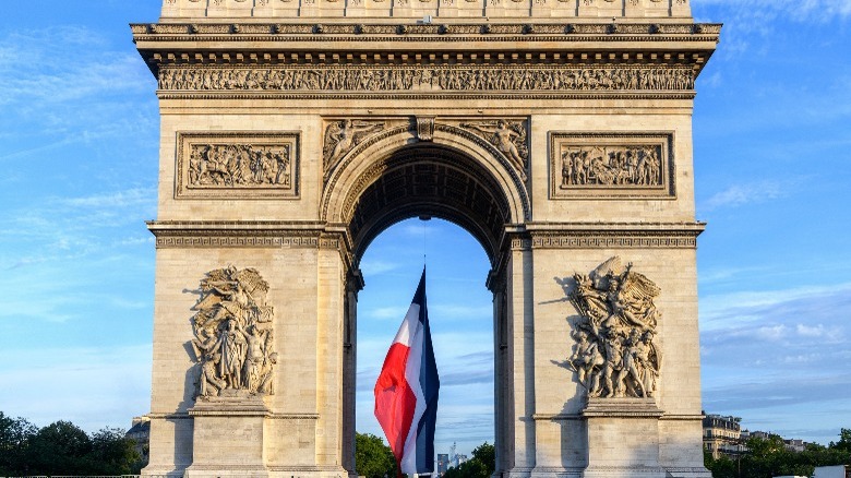 bastille flag under blue sky