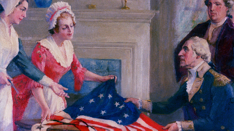 Illustration of Betsy Ross Flag George Washington