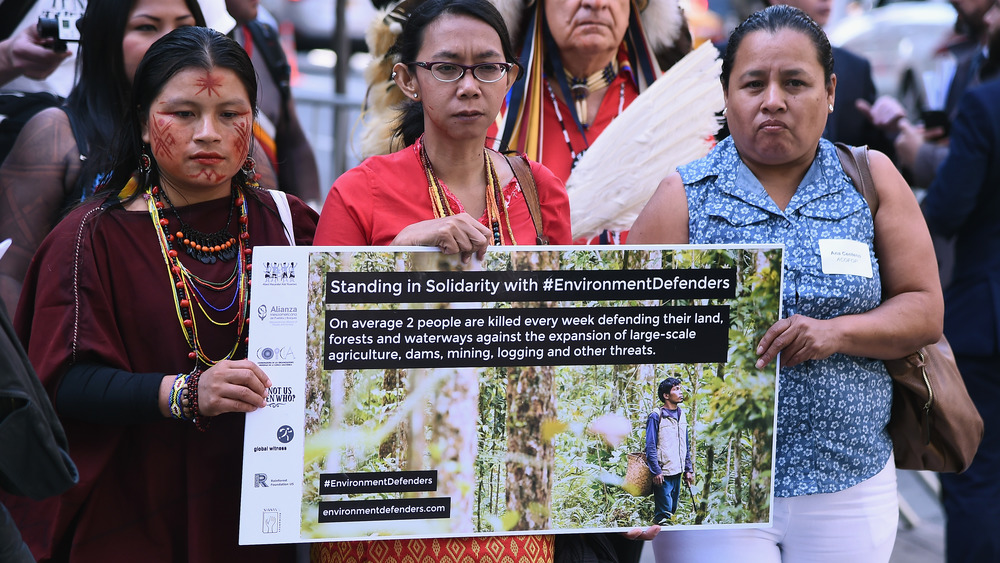 Indigenous Peoples outside United Nations protest assassinations