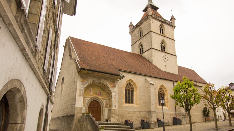 stone buildings of Collégiale Saint-Laurent in France