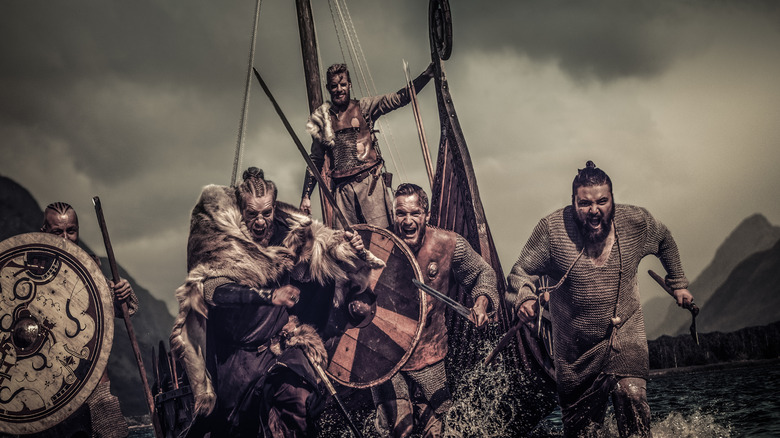 viking warriors charging