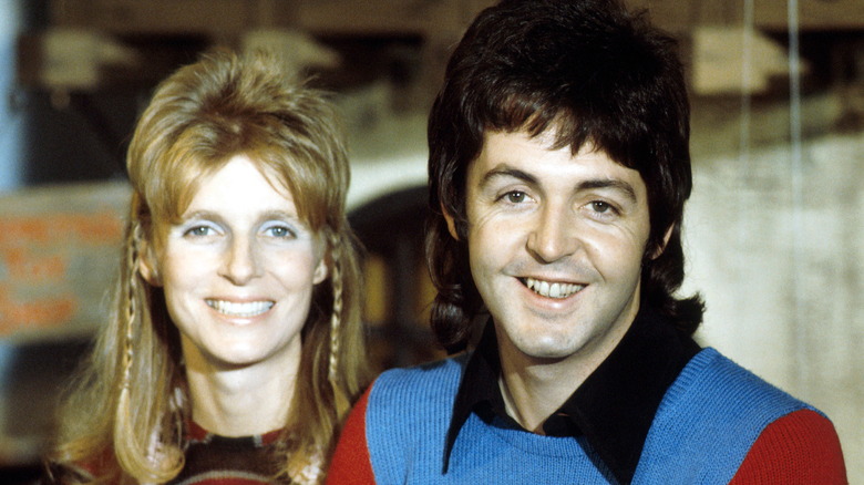 Paul and Linda McCartney smiling