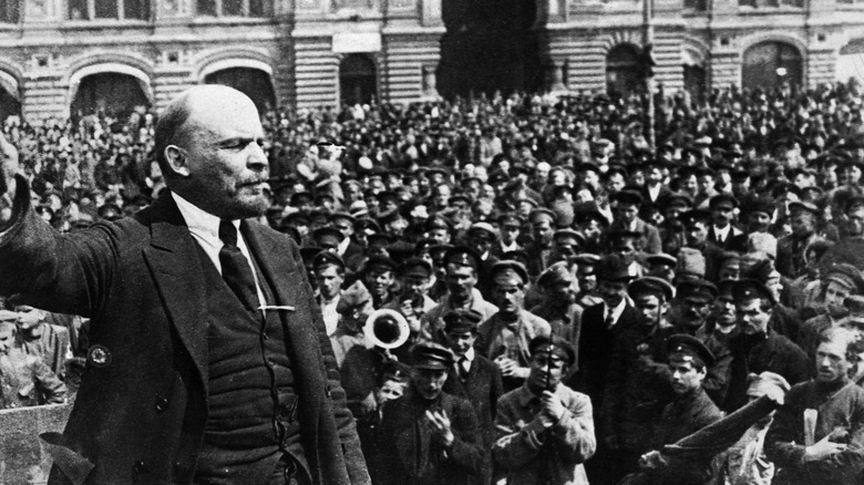 Vladimir Lenin giving speech