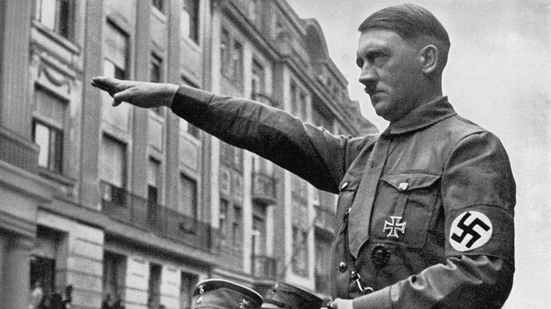 Adolf Hitler in street Nazi salute