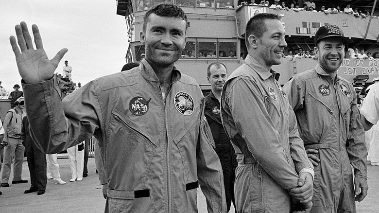 Apollo 13 crew back on Earth