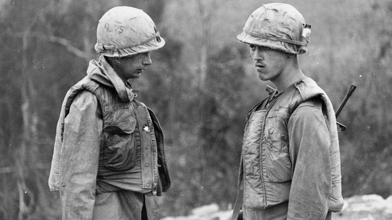 Vietnam soldiers wearing flak jackets