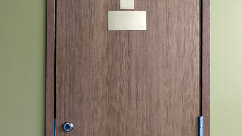 Wooden door in hallway