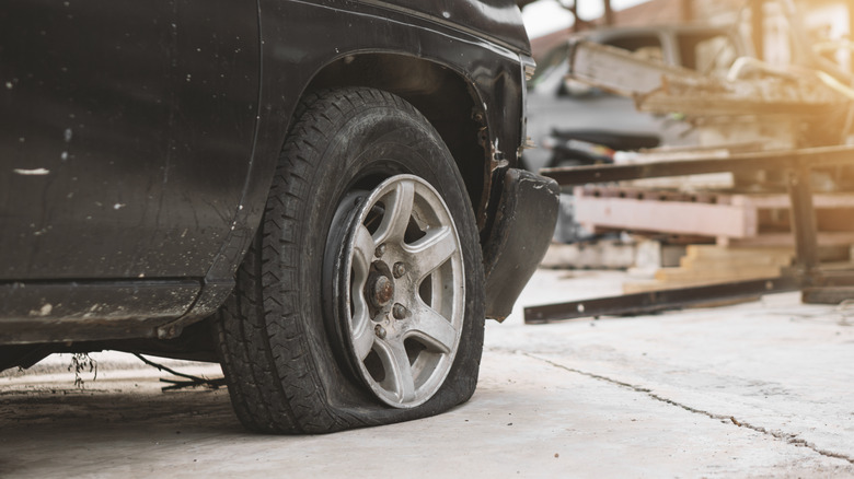 Car with flat tire