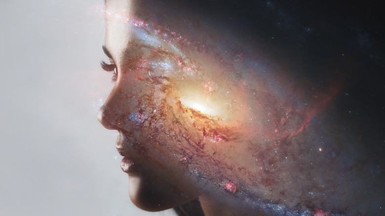 Universe inside woman's head