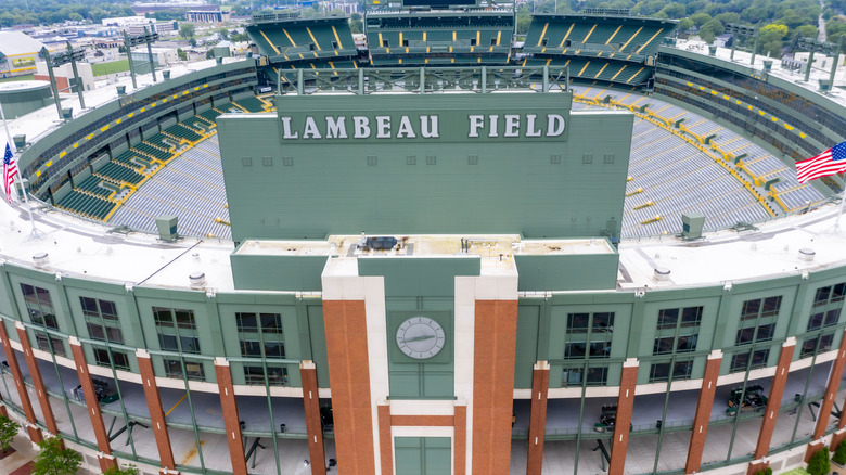 Aerial shot of Lambeau Field 