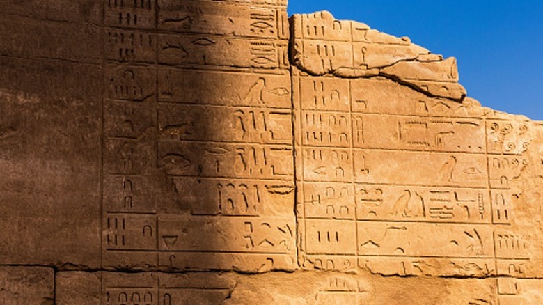 Shadow falls over an Egyptian calendar