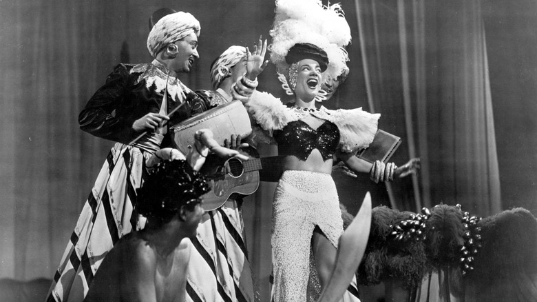 carmen miranda performing on set