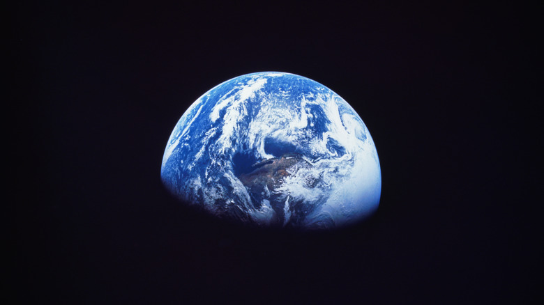 Earth floating in space