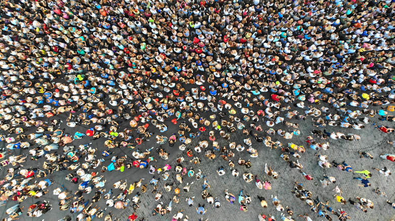 Crowd pressing together at a concert