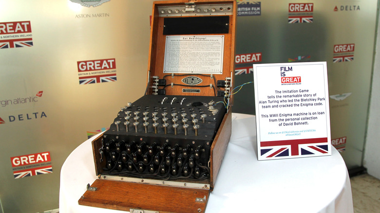 An Enigma machine on display