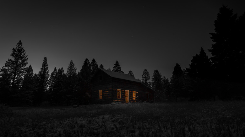 Secluded cabin in woods 