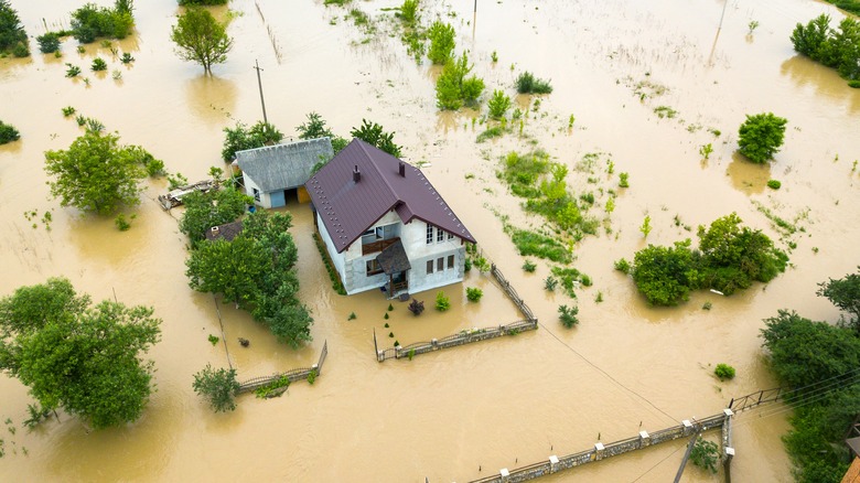 Aerial view of flood